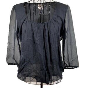 Tracy Reese | Black Sheer Silk Blouse
